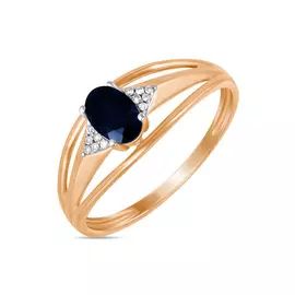 Золотое Кольцо c бриллиантами и цветными сапфирами