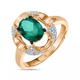 Золотое Кольцо c бриллиантами и гидротермальным изумрудом