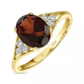 Золотое кольцо c бриллиантами и гранатом