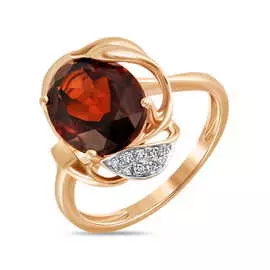 Золотое Кольцо c бриллиантами и гранатом