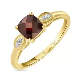 Золотое кольцо c бриллиантами и гранатом