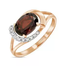 Золотое кольцо c бриллиантами и гранатом