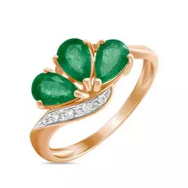 Золотое Кольцо c бриллиантами и изумрудами