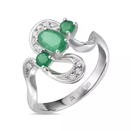 Золотое кольцо c бриллиантами и изумрудами