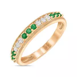 Золотое кольцо c бриллиантами и изумрудами