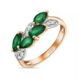 Золотое Кольцо c бриллиантами и изумрудами