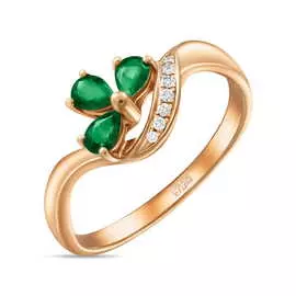 Золотое Кольцо c бриллиантами и изумрудами