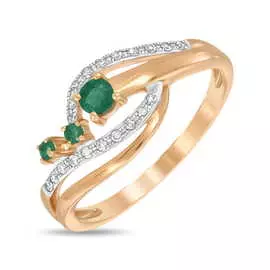 Золотое Кольцо c бриллиантами и изумрудами