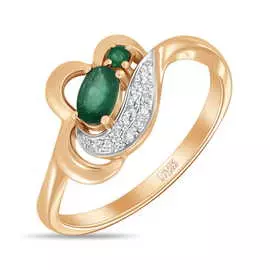 Золотое Кольцо c бриллиантами и изумрудами