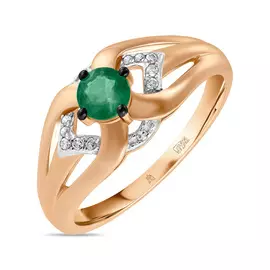 Золотое Кольцо c бриллиантами и изумрудом