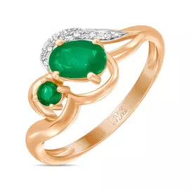 Золотое Кольцо c бриллиантами и изумрудами