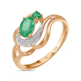 Золотое Кольцо c бриллиантами и изумрудами