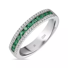 Золотое кольцо c бриллиантами и изумрудами