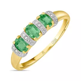 Золотое кольцо c бриллиантами и изумрудами