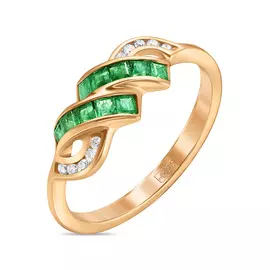 Золотое Кольцо c бриллиантами и изумрудами