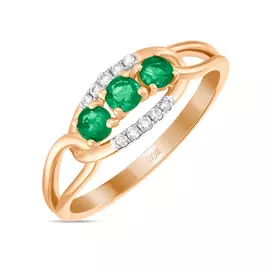 Золотое Кольцо c бриллиантами и изумрудами