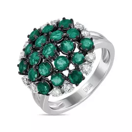 Золотое Кольцо c бриллиантами и изумрудами