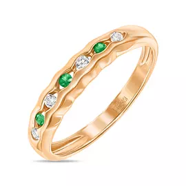 Золотое Кольцо c бриллиантами и изумрудами