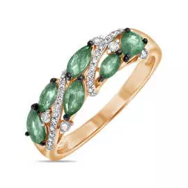 Золотое Кольцо c бриллиантами и изумрудами