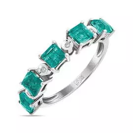 Золотое кольцо c бриллиантами и изумрудами