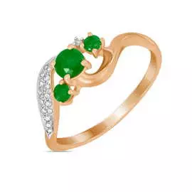Золотое Кольцо c бриллиантами и изумрудами
