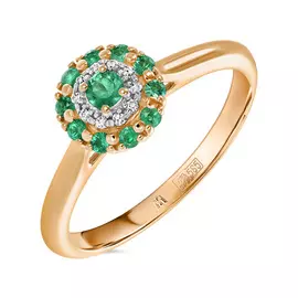 Золотое Кольцо c бриллиантами и изумрудами