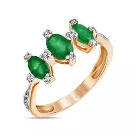 Золотое Кольцо c бриллиантами и изумрудами