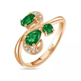 Золотое Кольцо c бриллиантами и изумрудами