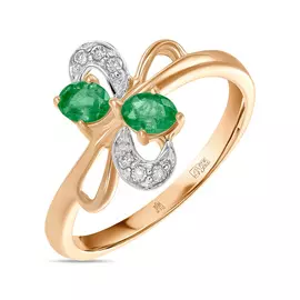 Золотое Кольцо c бриллиантами и изумрудами