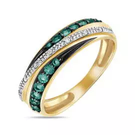 Золотое Кольцо c бриллиантами и изумрудами