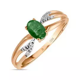 Золотое кольцо c бриллиантами и изумрудом