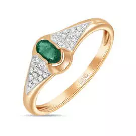 Золотое кольцо c бриллиантами и изумрудом