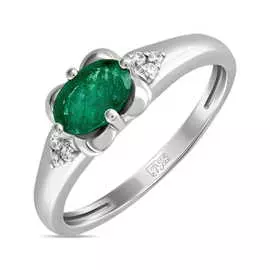 Золотое кольцо c бриллиантами и изумрудом