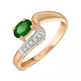 Золотое Кольцо c бриллиантами и изумрудом