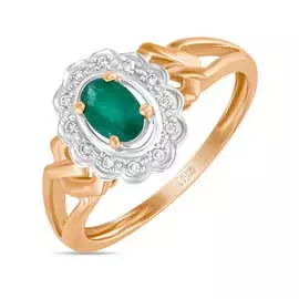 Золотое Кольцо c бриллиантами и изумрудом