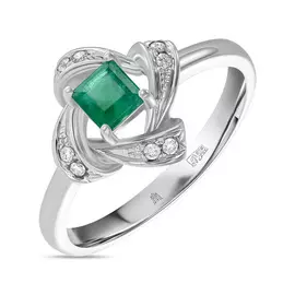 Золотое кольцо c бриллиантами и изумрудом