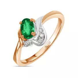 Золотое кольцо c бриллиантами и изумрудом