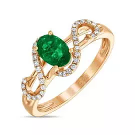 Золотое Кольцо c бриллиантами и изумрудом