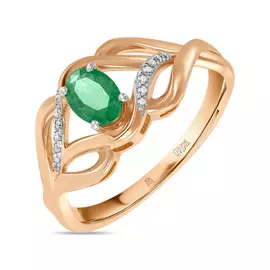 Золотое кольцо c бриллиантами и изумрудом