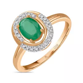 Золотое кольцо c бриллиантами и изумрудом