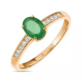 Золотое Кольцо c бриллиантами и изумрудом