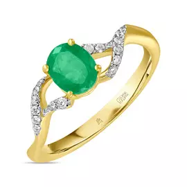 Золотое Кольцо c бриллиантами и изумрудом