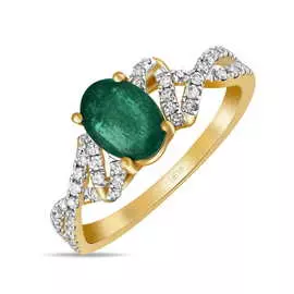 Золотое кольцо c бриллиантами и изумрудом