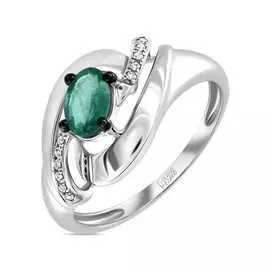 Золотое кольцо c бриллиантами и изумрудом