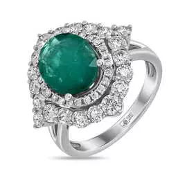 Золотое Кольцо c бриллиантами и изумрудом