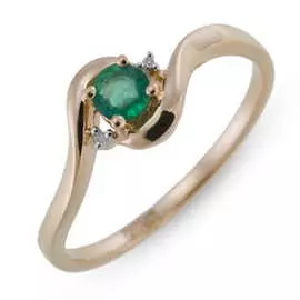Золотое кольцо c бриллиантами и изумрудом