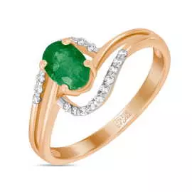 Золотое кольцо c бриллиантами и изумрудом