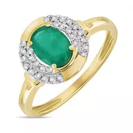 Золотое кольцо c бриллиантами и изумрудом