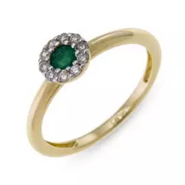 Золотое кольцо c бриллиантами и изумрудом