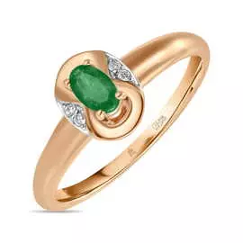 Золотое кольцо c бриллиантами и изумрудом